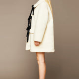 Teddy Bow 3/4 Coat- Neige