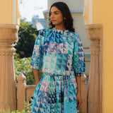 Mimi Top Green & Blue Geo