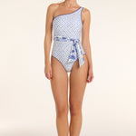 Back in Johanna One-piece Swimsuit in Santorini Dots by Hermoza 