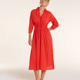 New Product Natalia Cinched Tie Cover Up in Red Orange by Hermoza 