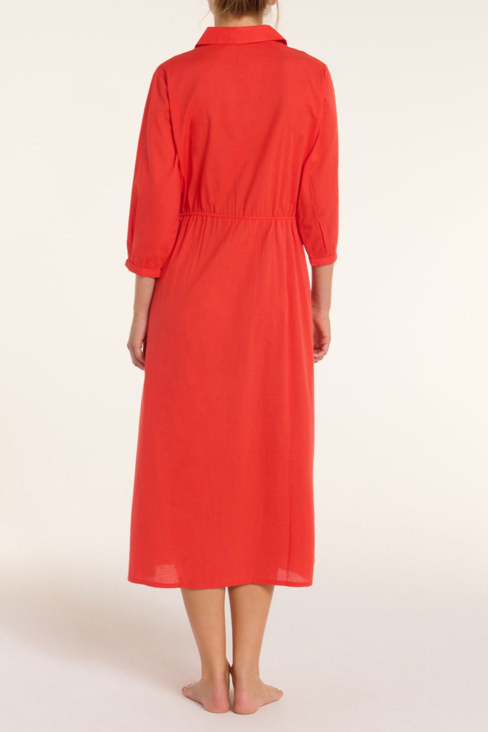 New Product Natalia Cinched Tie Cover Up in Red Orange by Hermoza 