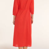 New Product Natalia Cinched Tie Cover Up in Red Orange by Hermoza 