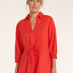 New Product Natalia Cinched Tie Cover Up in Red Orange by Hermoza 