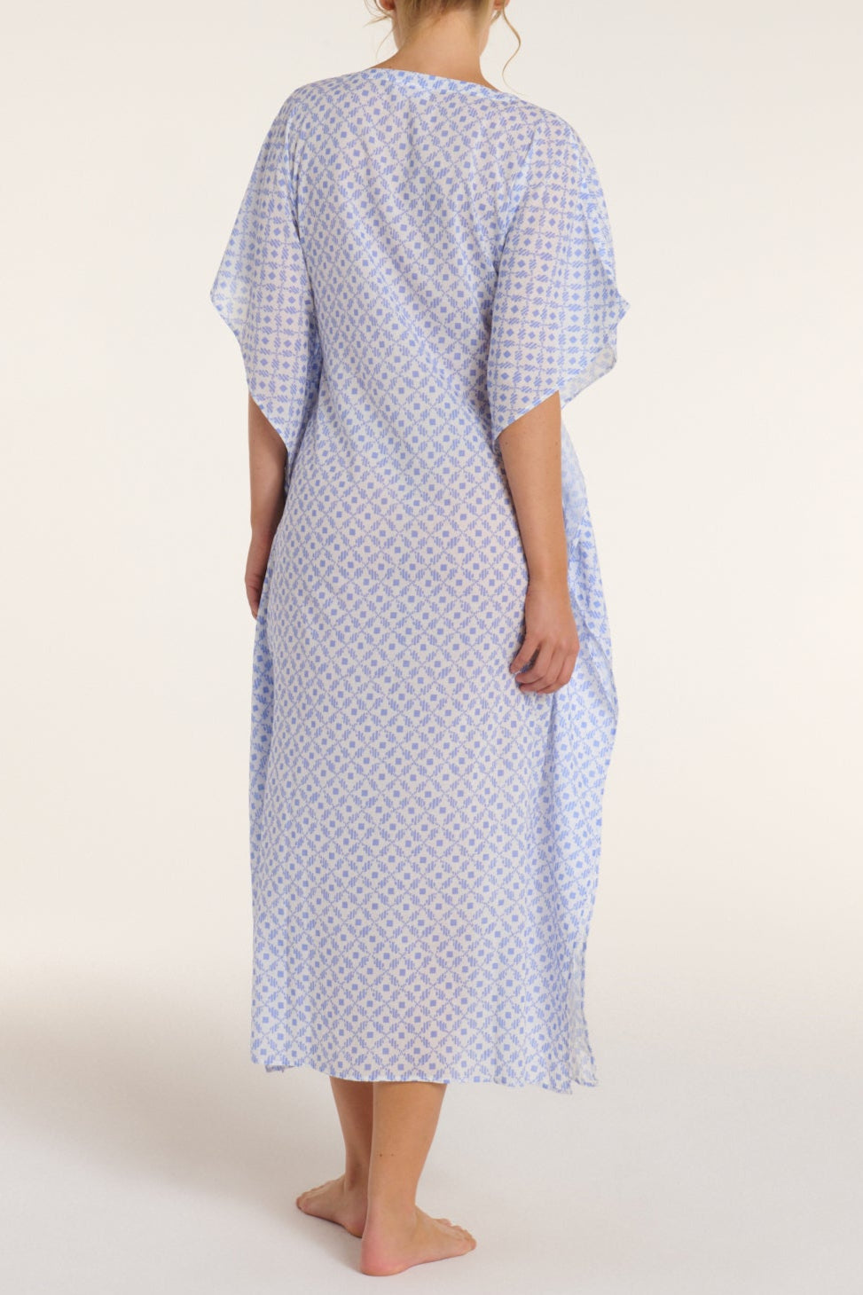 Back in Carrie Caftan in Santorini Dots by Hermoza 