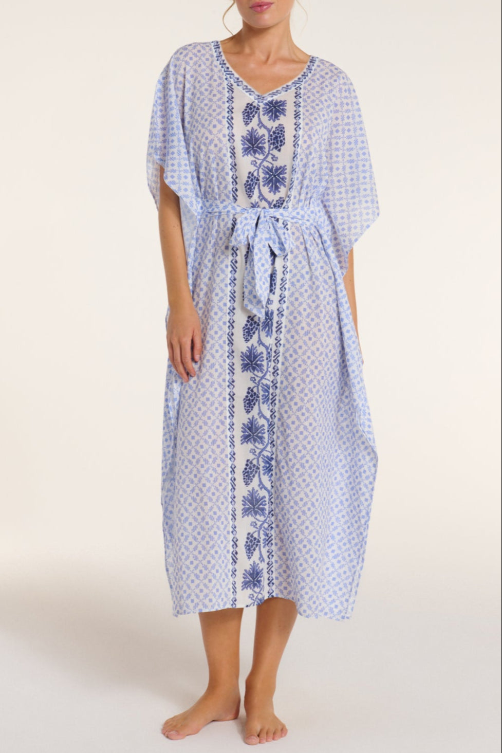 Back in Carrie Caftan in Santorini Dots by Hermoza 
