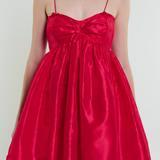 Stewart Mini Bow Dress in Cherry Red