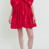 Stewart Mini Bow Dress in Cherry Red