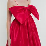 Stewart Mini Bow Dress in Cherry Red