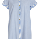 Riga Short Sleeve Short Dress - Blue Stripes