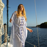 Back in Carrie Caftan in Santorini Dots by Hermoza 
