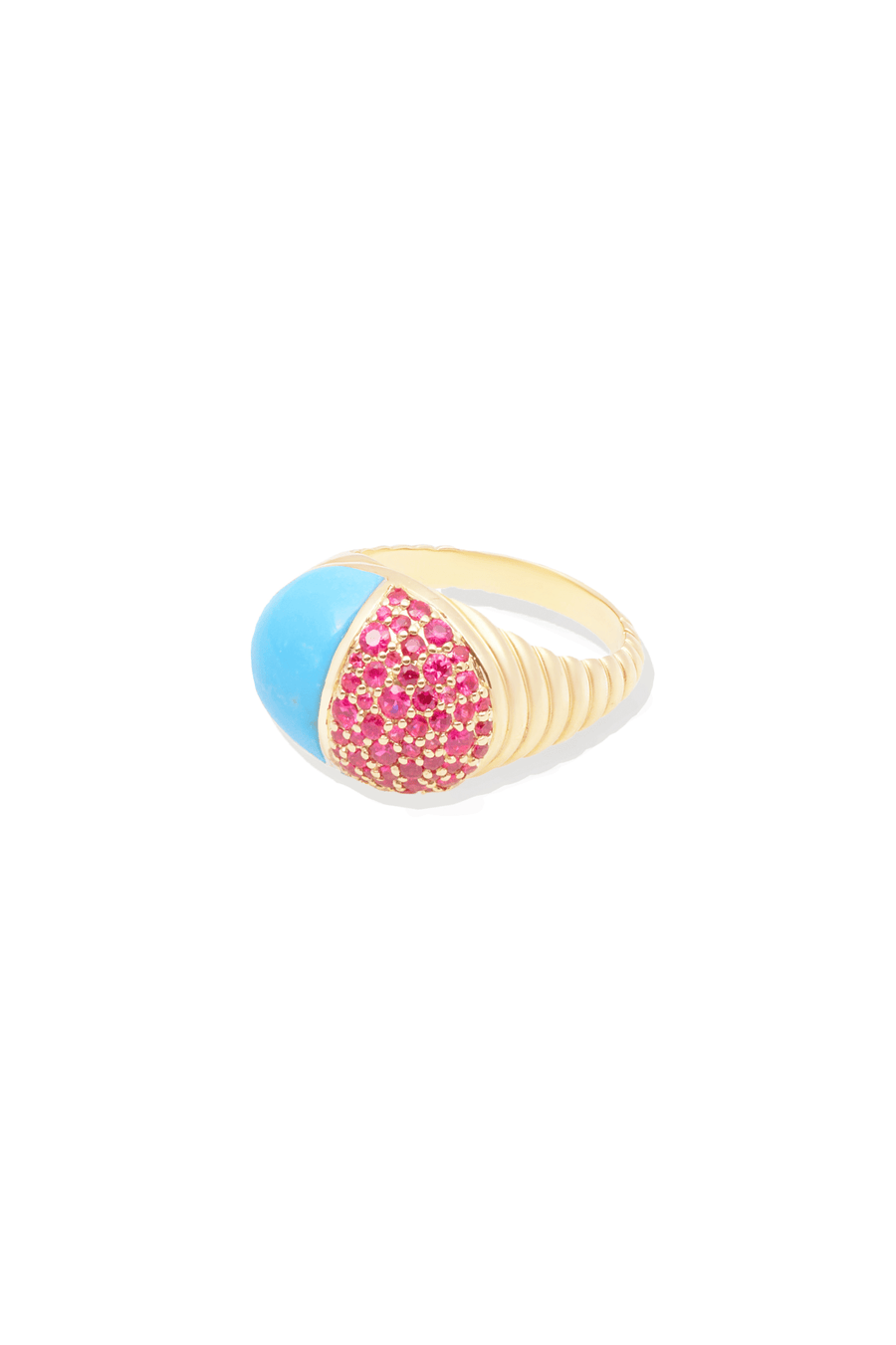 Found Cap Cocktail Ring - Turquoise & Pink Sapphire