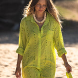 Positano Shirt Dress - Chartreuse