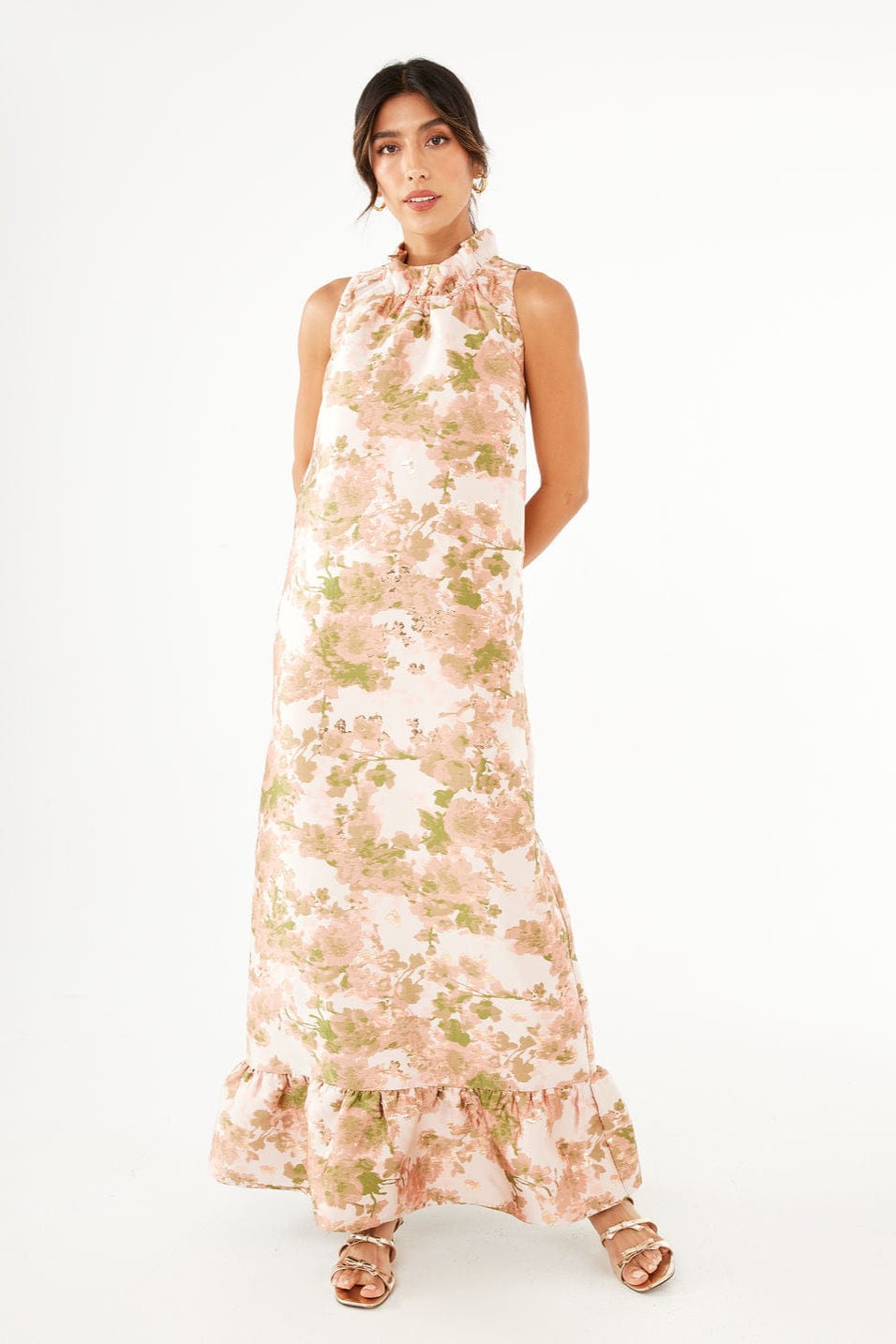 Abbey Glass Dress Camille Gown Baby's Breath Jacquard