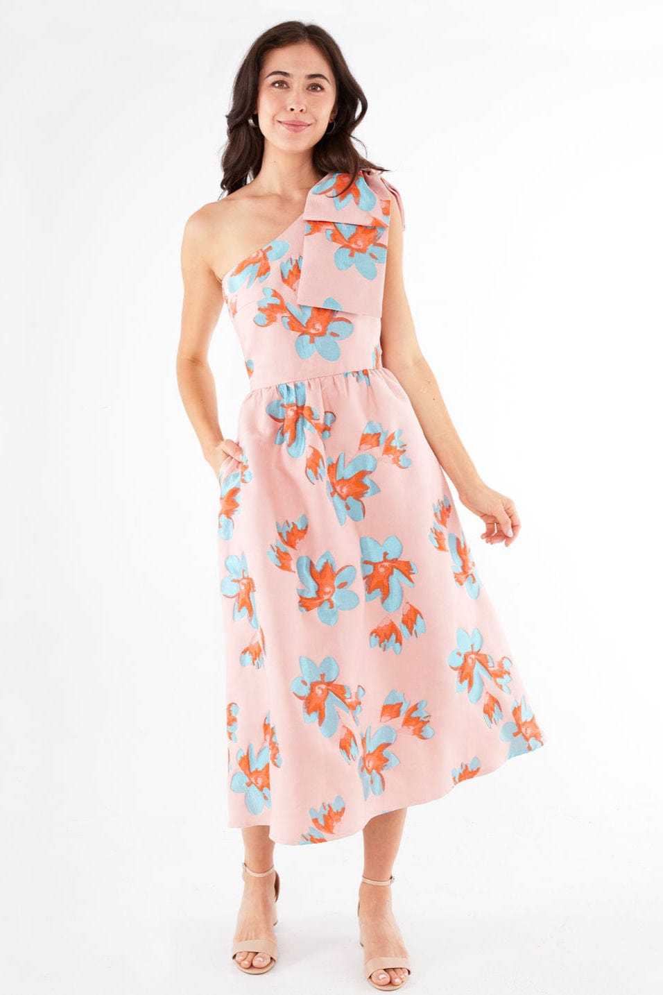 Abbey Glass Dress Caroline Dress Pink Plumeria Jacquard