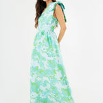 Abbey Glass Dress Caroline Gown Green Abstract Brocade