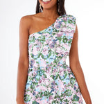 Abbey Glass Dress Caroline Gown Pink Abstract Floral Jacquard
