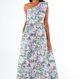 Abbey Glass Dress Caroline Gown Pink Abstract Floral Jacquard