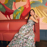 Abbey Glass Dress Caroline Gown Pink Abstract Floral Jacquard
