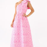 Abbey Glass Dress Caroline Gown Pink Bubble Jacquard