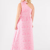 Abbey Glass Dress Caroline Gown Pink Bubble Jacquard