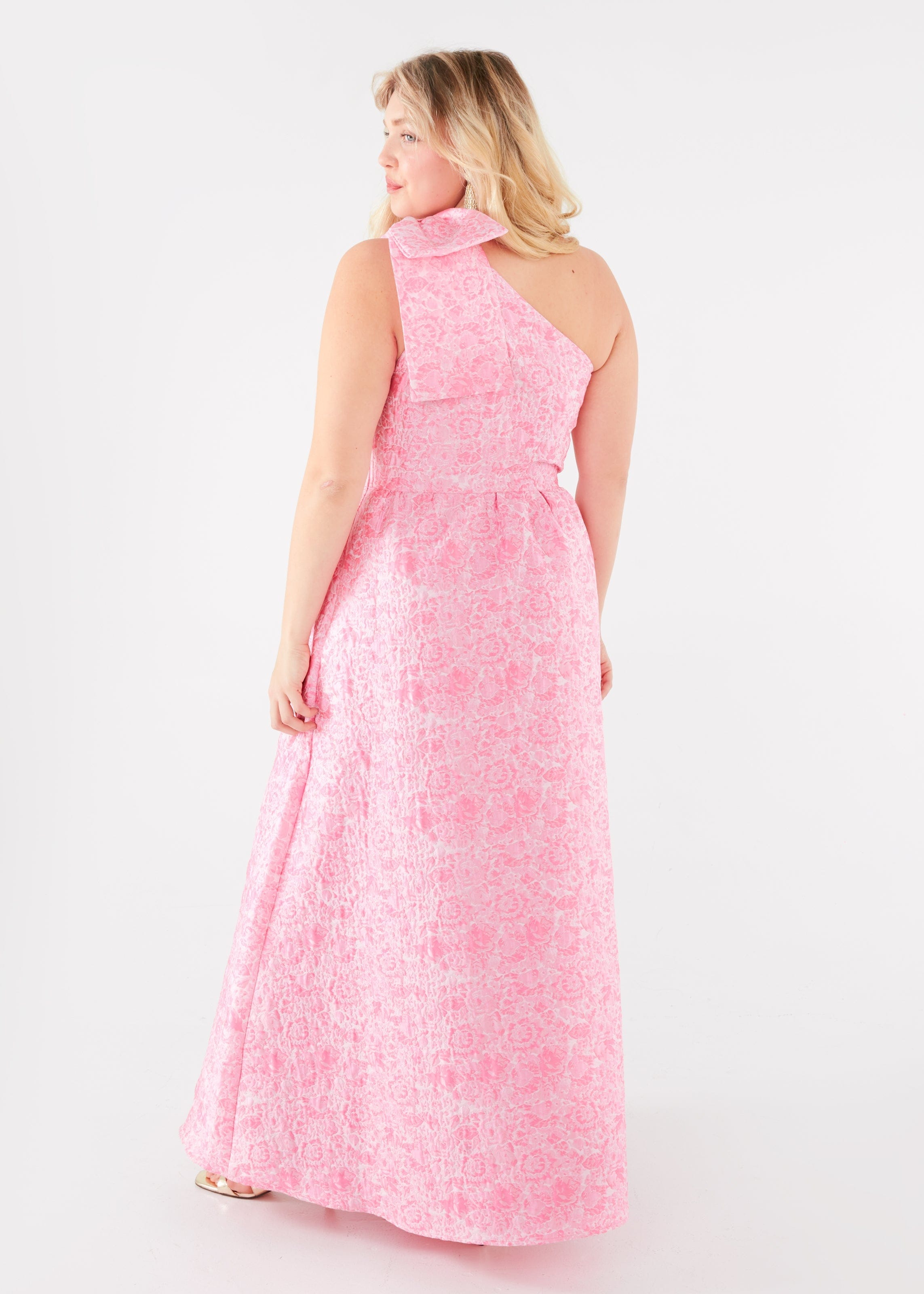 Abbey Glass Dress Caroline Gown Pink Bubble Jacquard