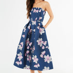Abbey Glass Dress Catherine Dress Blue Plumeria Jacquard