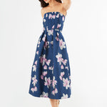 Abbey Glass Dress Catherine Dress Blue Plumeria Jacquard