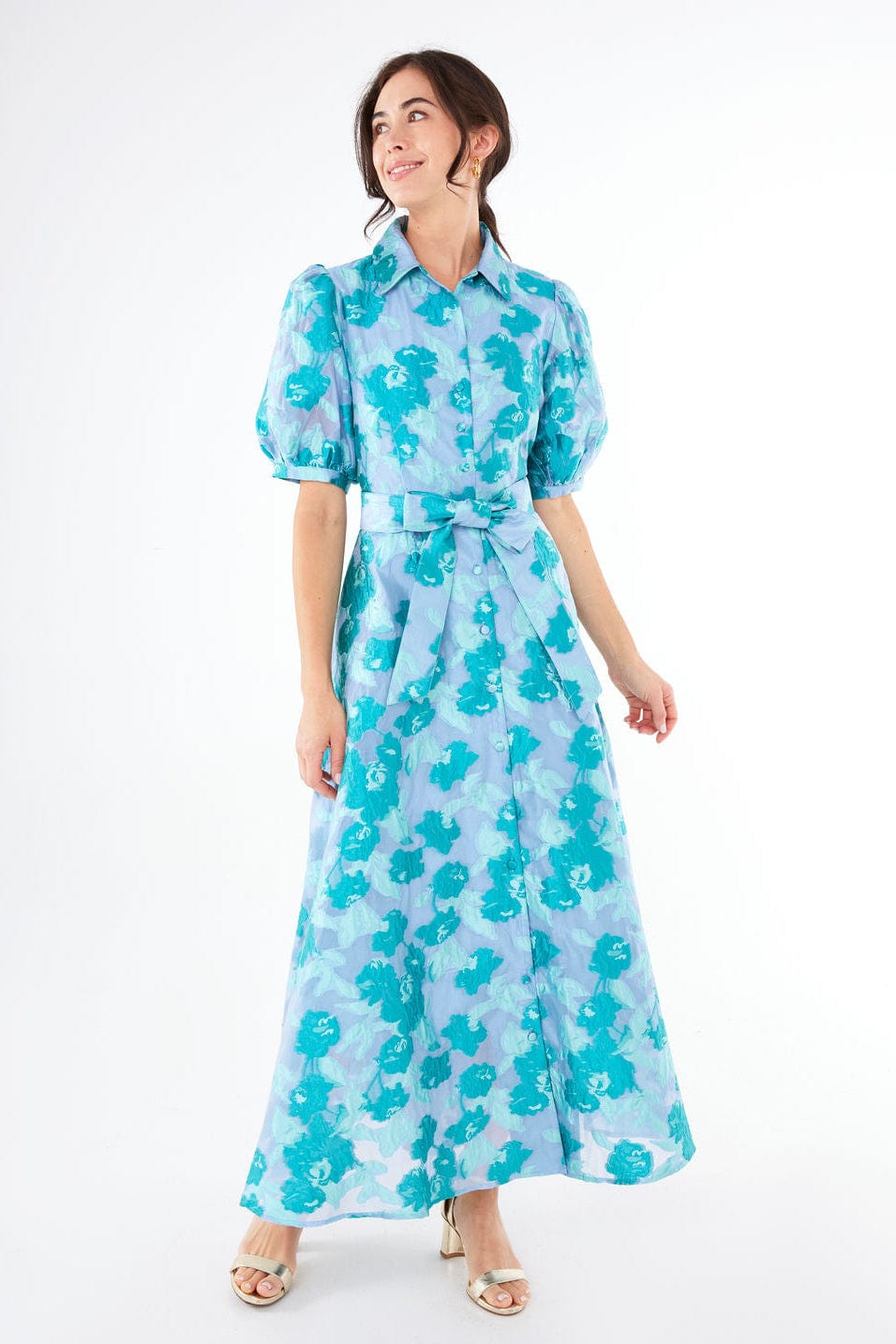 Abbey Glass Dress Charlotte Gown Mint Rose Vine Organza