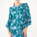Abbey Glass Dress Ellen Dress Teal Ikat Chiffon
