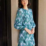 Abbey Glass Dress Ellen Dress Teal Ikat Chiffon