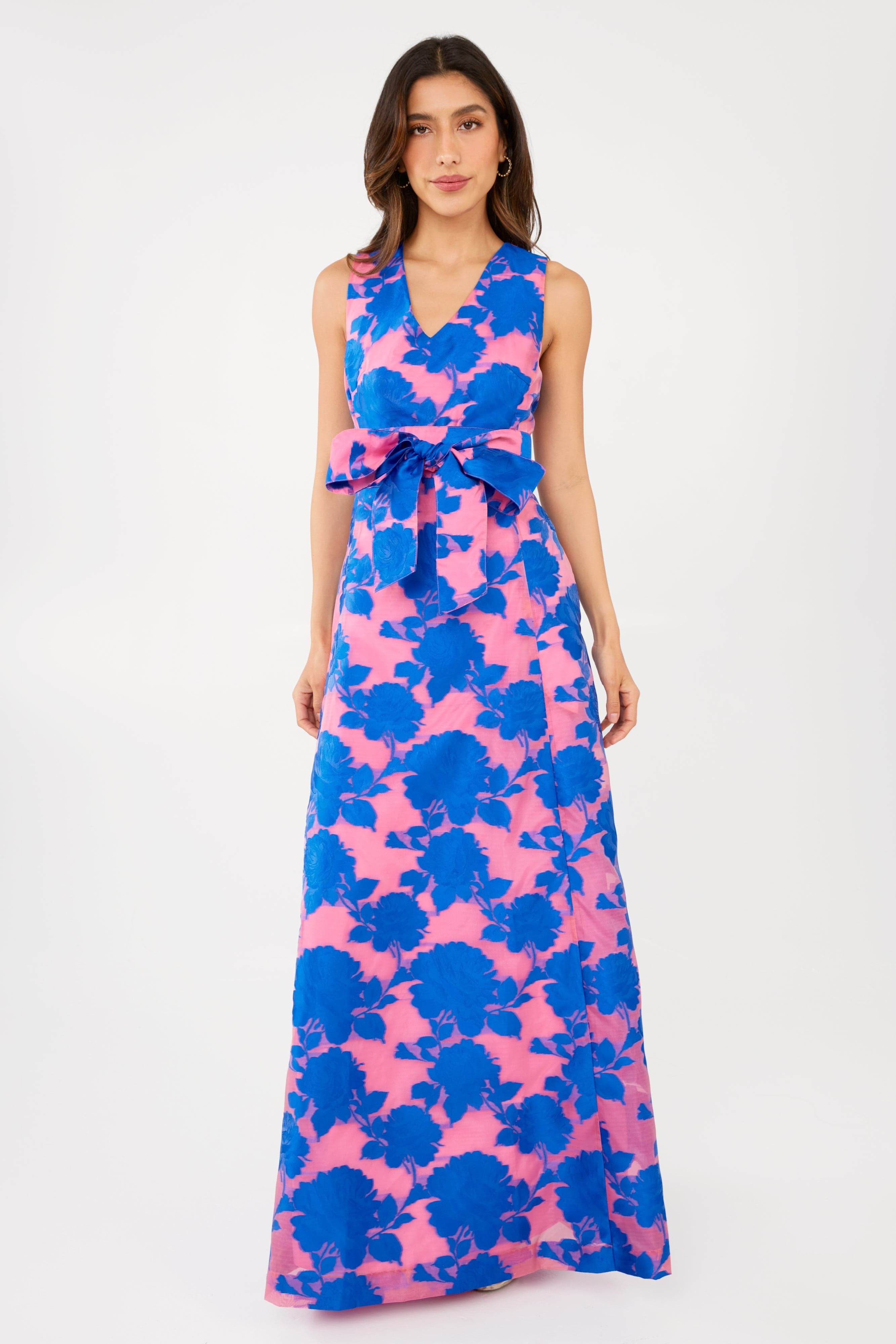 Abbey Glass Dresses Arden Gown Pink and Blue Tea Rose Organza
