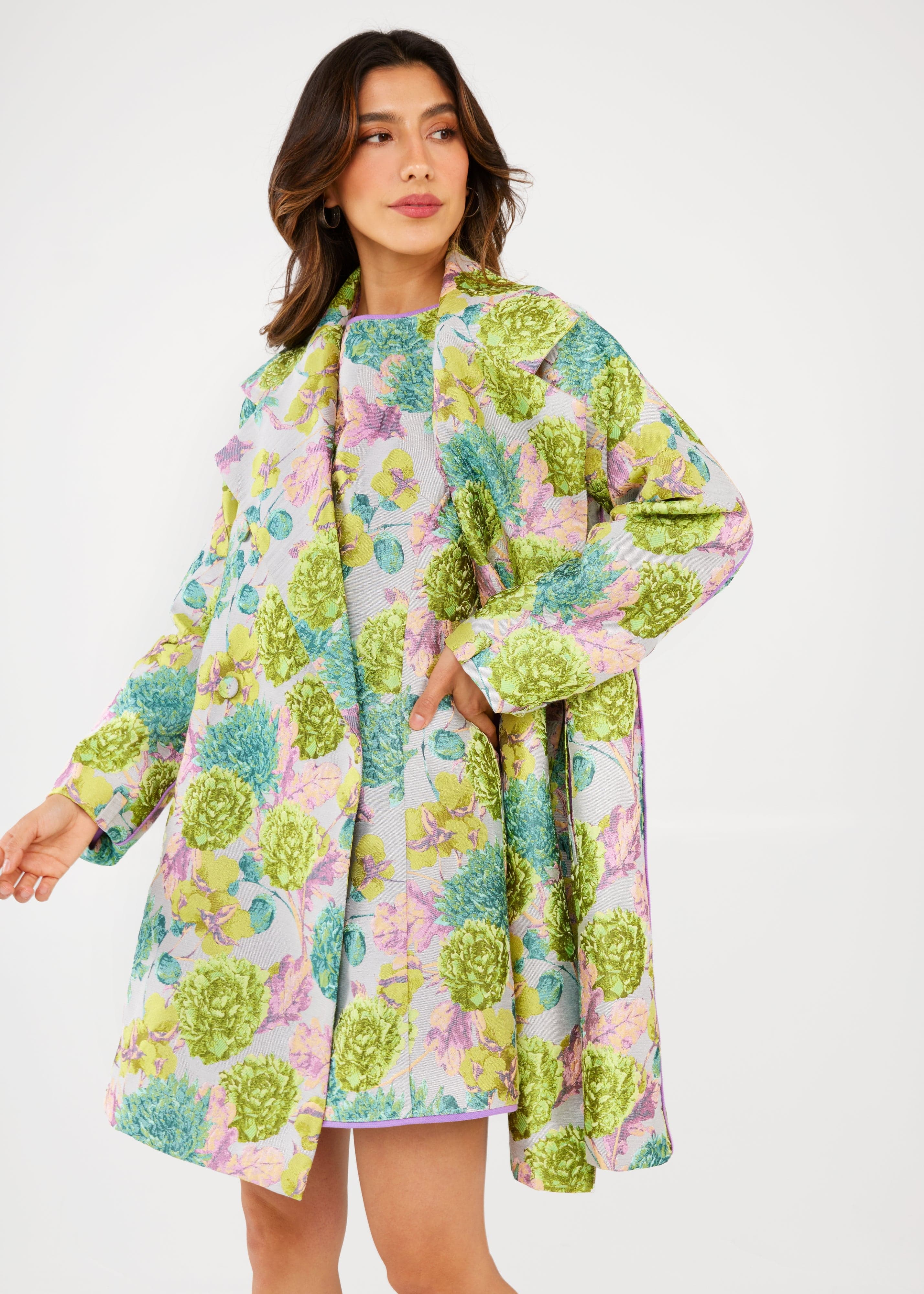 Abbey Glass Dresses Avery Dress Chartreuse Vintage Dahlia Jacquard