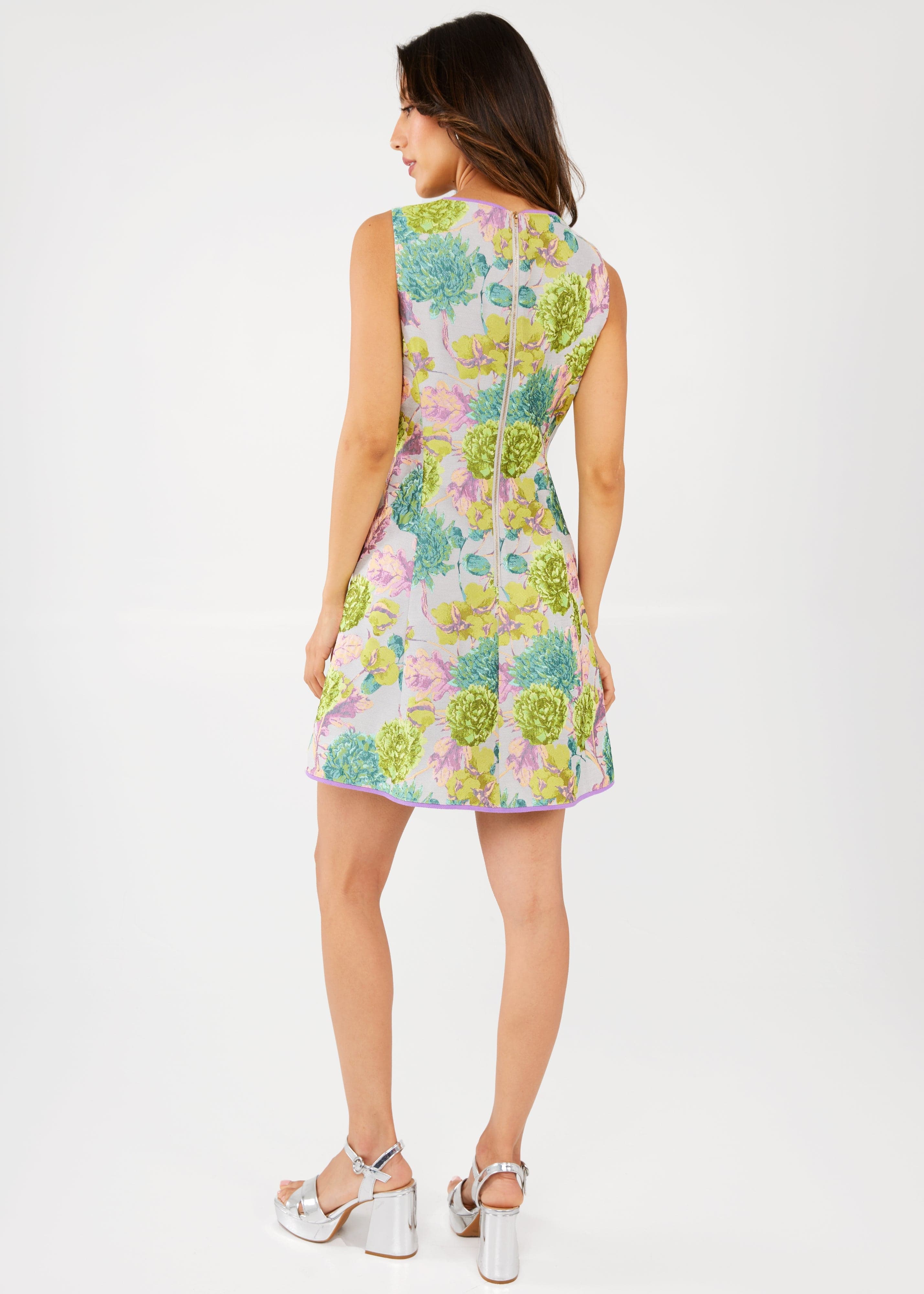 Abbey Glass Dresses Avery Dress Chartreuse Vintage Dahlia Jacquard