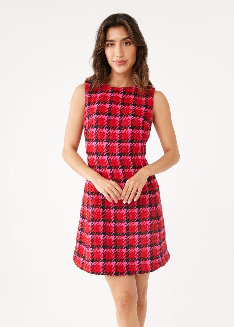 Abbey Glass Dresses Avery Dress Red Multi Houndstooth