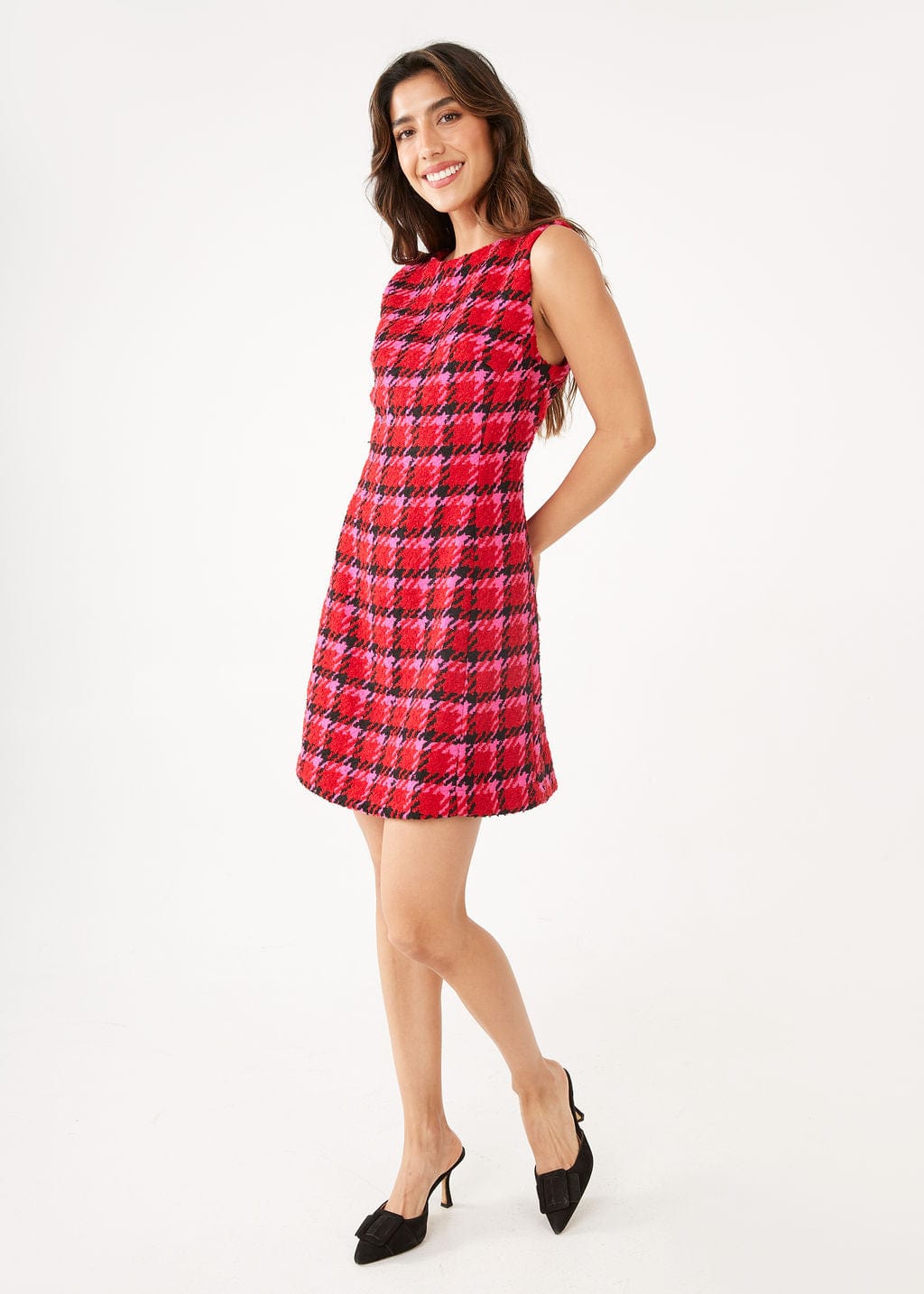 Abbey Glass Dresses Avery Dress Red Multi Houndstooth