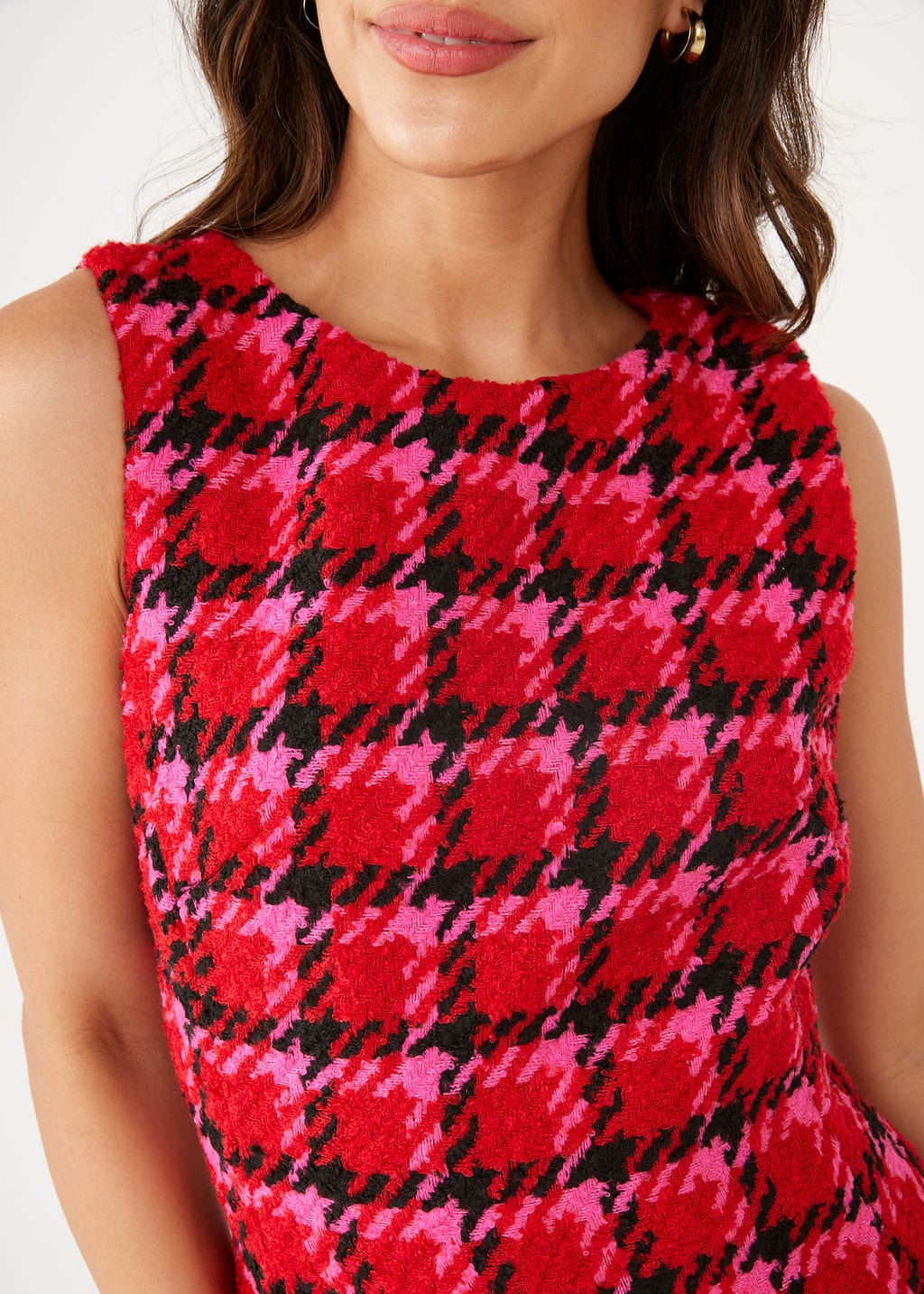 Abbey Glass Dresses Avery Dress Red Multi Houndstooth