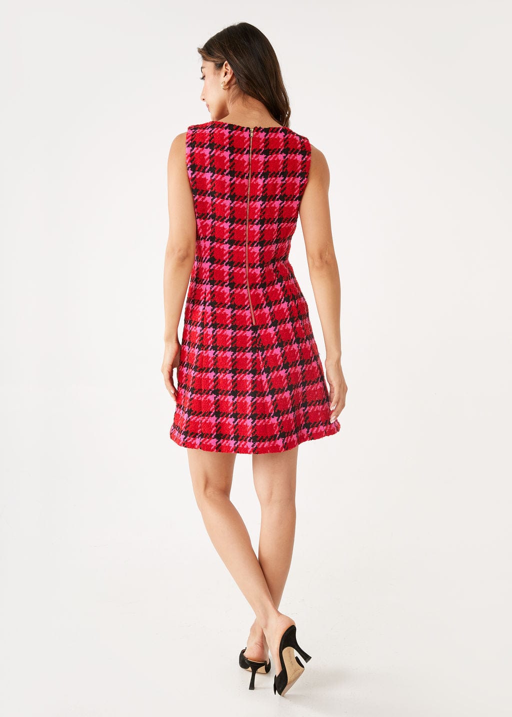 Abbey Glass Dresses Avery Dress Red Multi Houndstooth