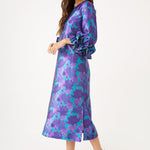 Abbey Glass Dresses Bronwyn Dress Purple Floral Silhouette Jacquard