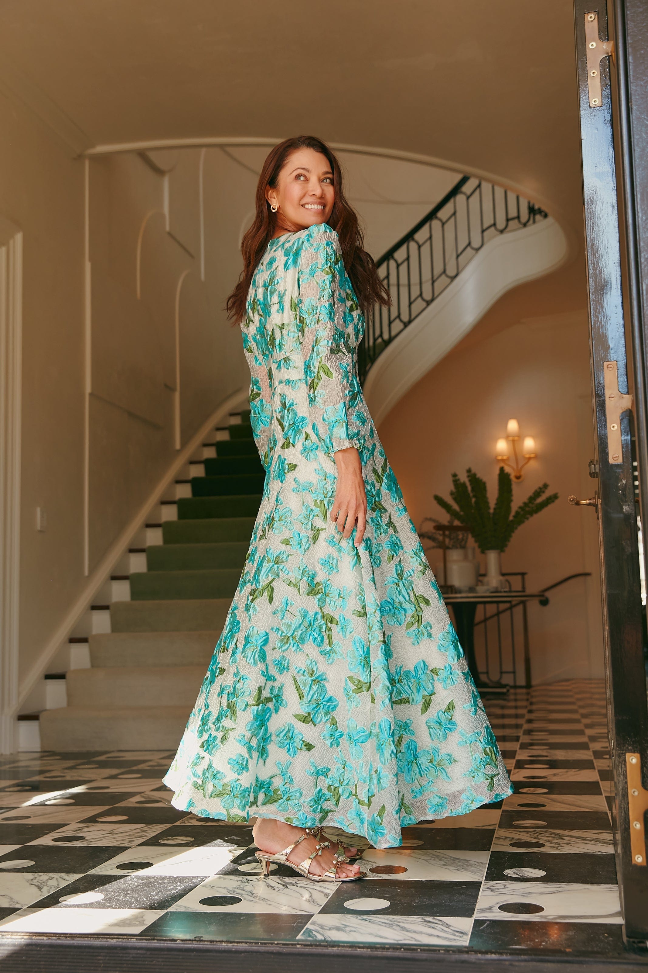 Abbey Glass Dresses Brooke Gown Tropical Organza