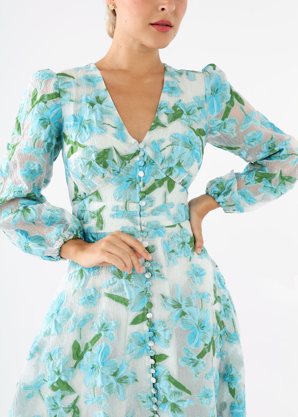 Abbey Glass Dresses Brooke Gown Tropical Organza