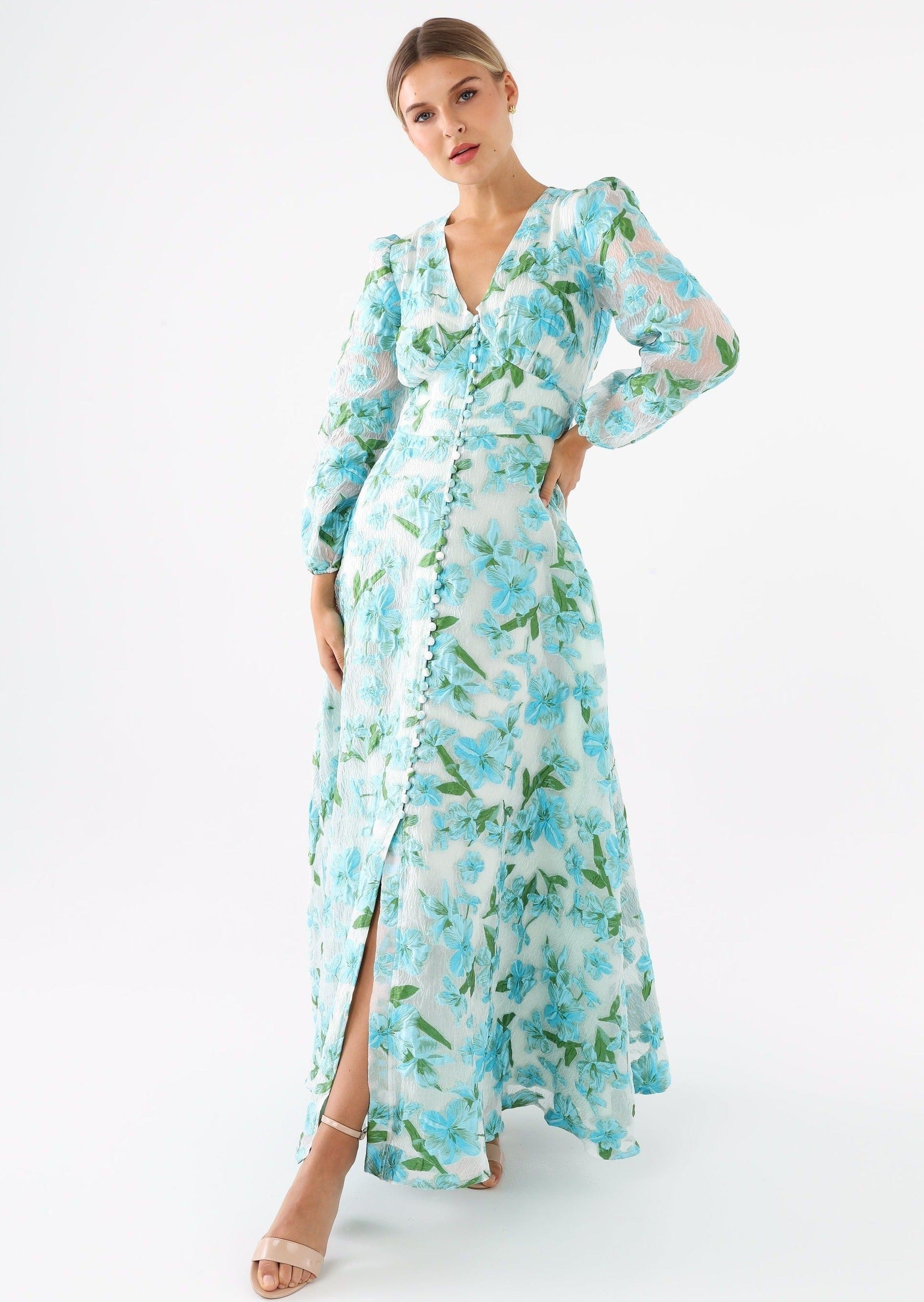 Abbey Glass Dresses Brooke Gown Tropical Organza
