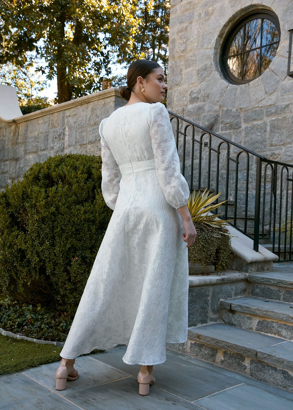 Abbey Glass Dresses Brooke Gown White Silver Organza