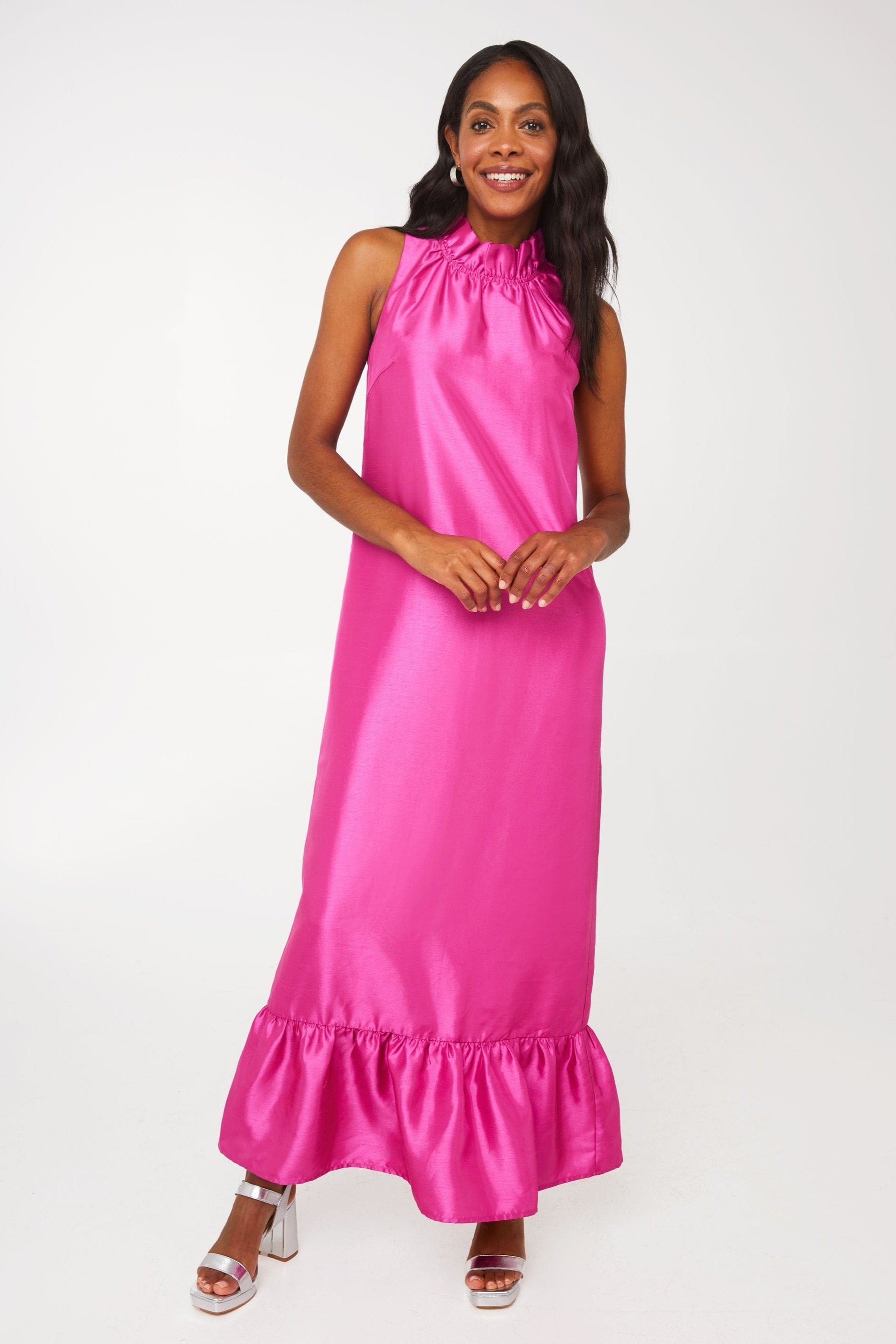 Abbey Glass Dresses Camille Gown Hot Pink Dupioni