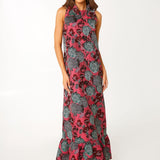 Abbey Glass Dresses Camille Gown Hot Pink Vintage Dahlia Jacquard