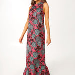 Abbey Glass Dresses Camille Gown Hot Pink Vintage Dahlia Jacquard