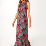 Abbey Glass Dresses Camille Gown Hot Pink Vintage Dahlia Jacquard