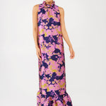 Abbey Glass Dresses Camille Gown Navy Abstract Brocade