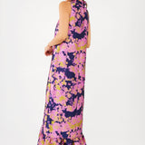 Abbey Glass Dresses Camille Gown Navy Abstract Brocade