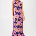 Abbey Glass Dresses Camille Gown Navy Abstract Brocade