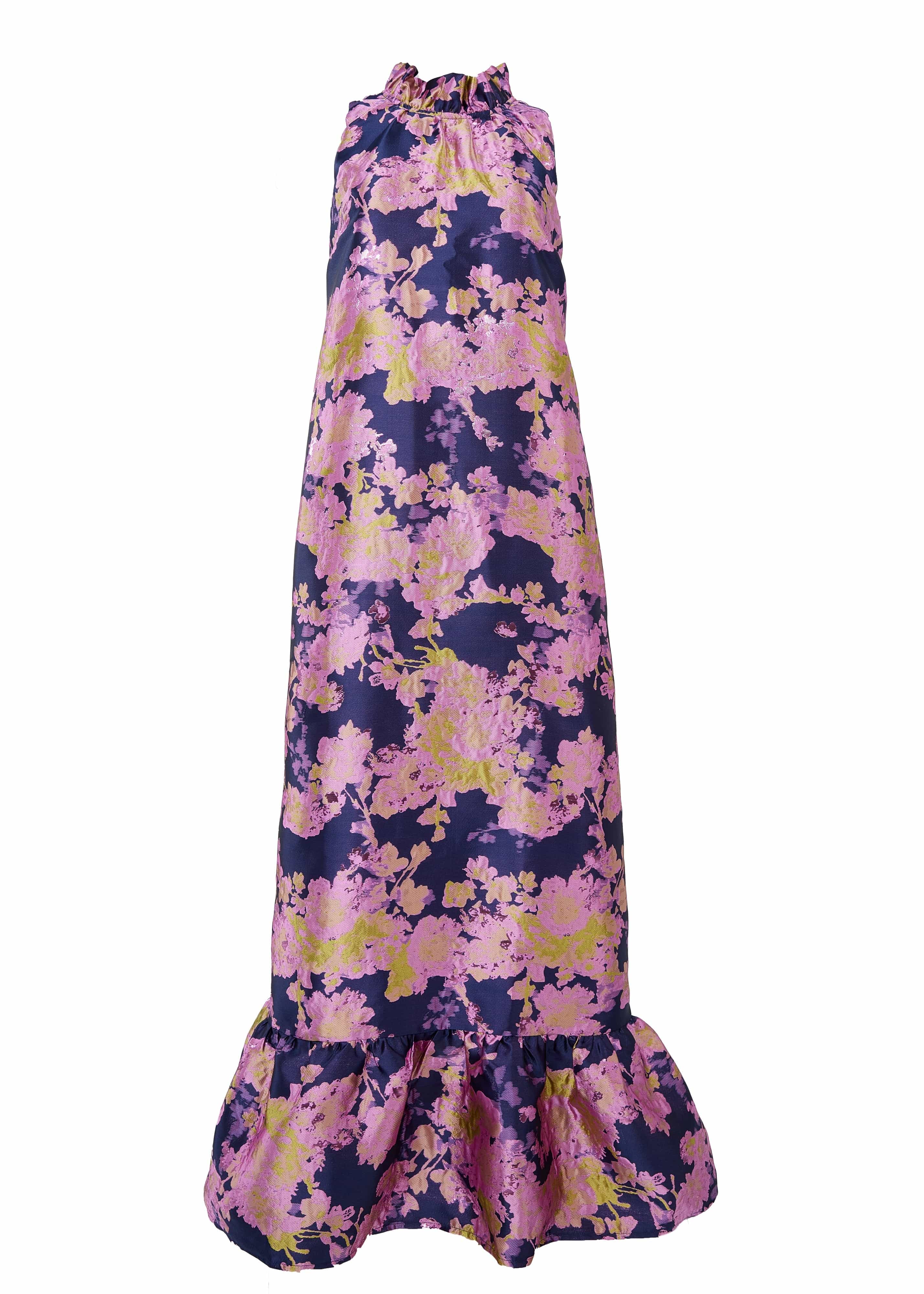 Abbey Glass Dresses Camille Gown Navy Abstract Brocade
